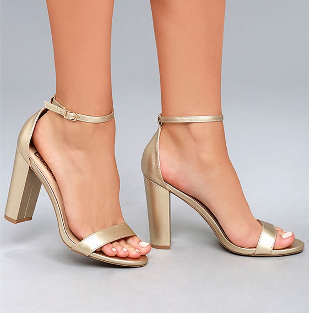 Taylor gold ankle strap heels